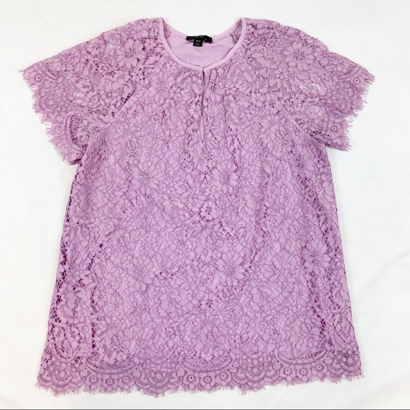 J Crew short sleeve lace blouse top lilac purple - Picture 2 of 8